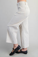 Striped Pants - Ivory With Blue Vertical Pinstripe