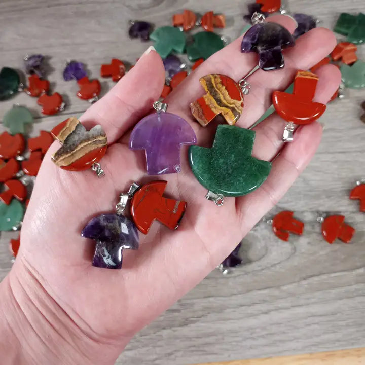 Assorted Gemstone Mushroom Shaped Pendant