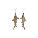 Yellow Shark Wooden Stud Earrings