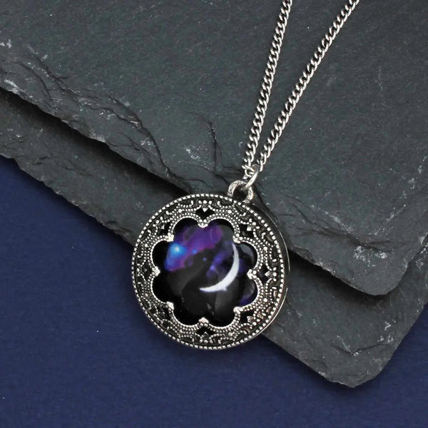 Antiqued Metal Moon Print Necklace
