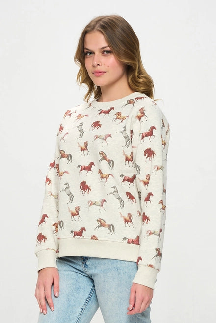 Color Horse Print Sweatshirt