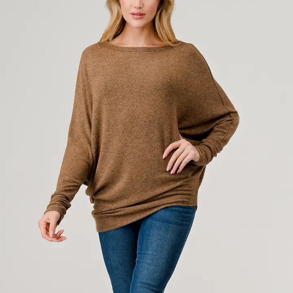 Long Dolman Sleeve Aysmmetric Top