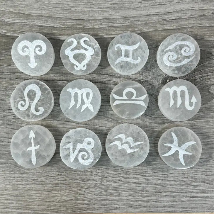 Zodiac Selenite 1.5” Disc Coin