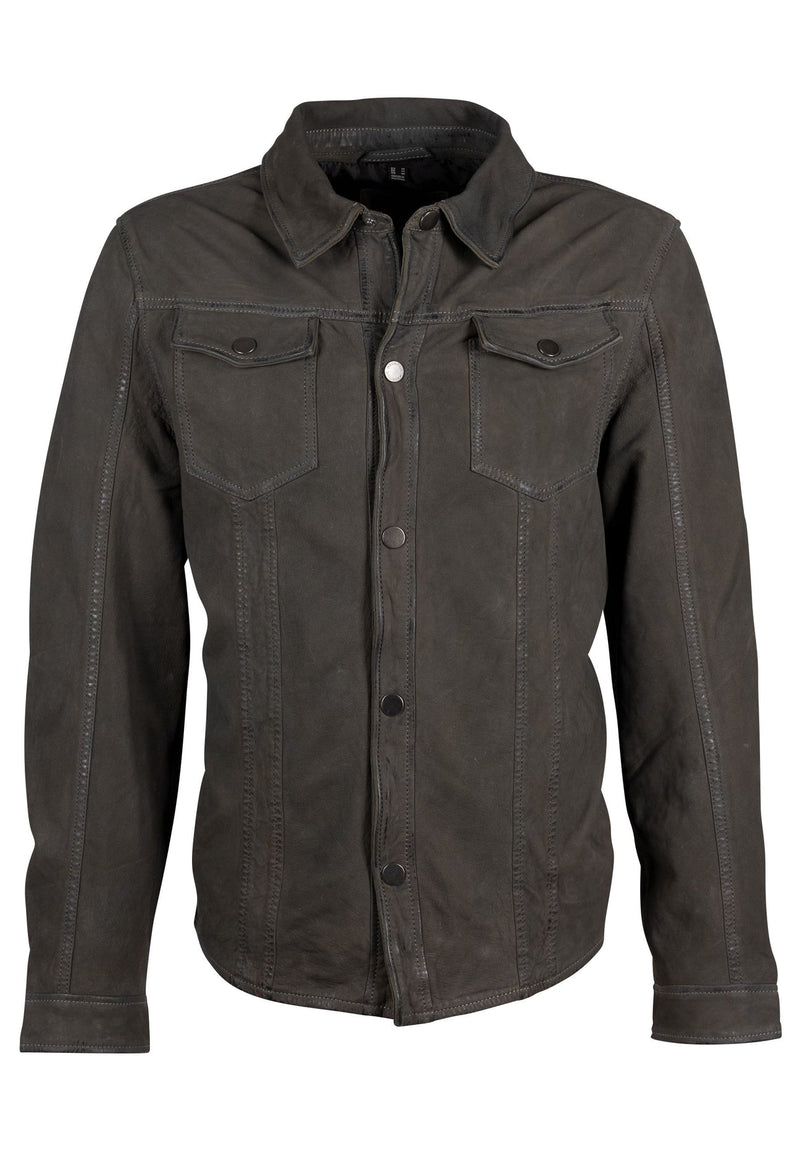 Sedro RF Men's Leather Jacket - Khaki