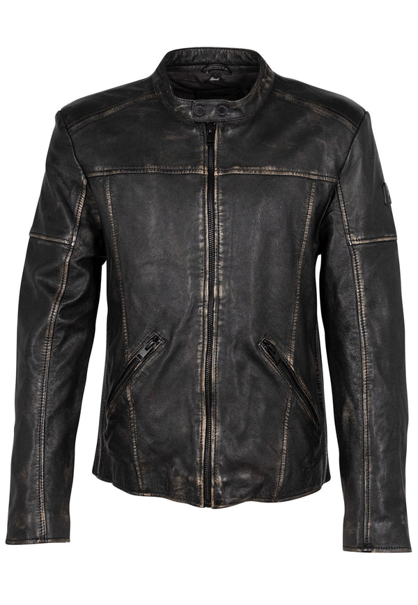 Aryn RF Vintage Black Men's Distressed Leather Jacket