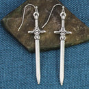 Antiqued Silver Sword Earrings