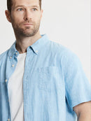 Cotton Linen Blend Short Sleeve Bay Shirt
