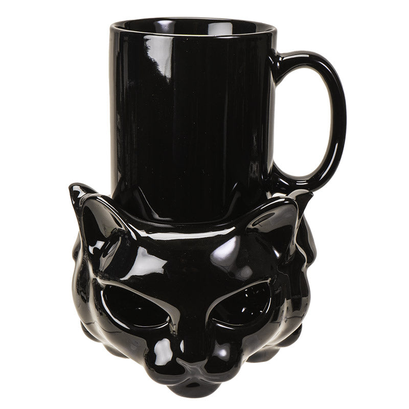 Black Cat Mug with Tea Light Warmer