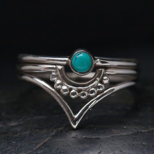 Sterling Silver Dotted Turquoise Band Ring