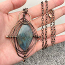 Vintage Anemousite Spider Web Design Charm Necklace