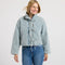 Washed Denim Quilted Front Tie Jacket- Light Denim