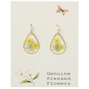 Cottage Yellow Dried Flower Gold Teardrop Earrings