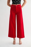 Mica Denim Cornell Red High Wide Leg Ankle