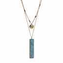 Double Chain with Stone Rectangle Necklace