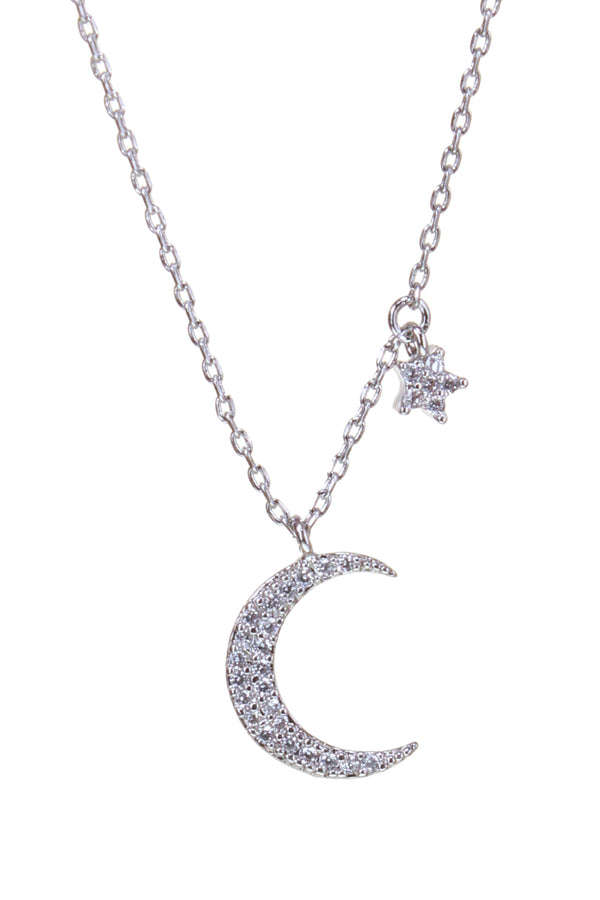 Moon & Star CZ Necklace