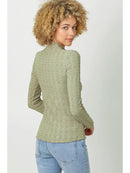 Lettuce Edge Textured Knit Top - Sage Green