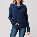 Cowl Turtle Cowl Neck Brushed Waffle Knit Top