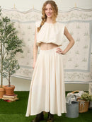 Box Pleated Midi Skirt - Shell