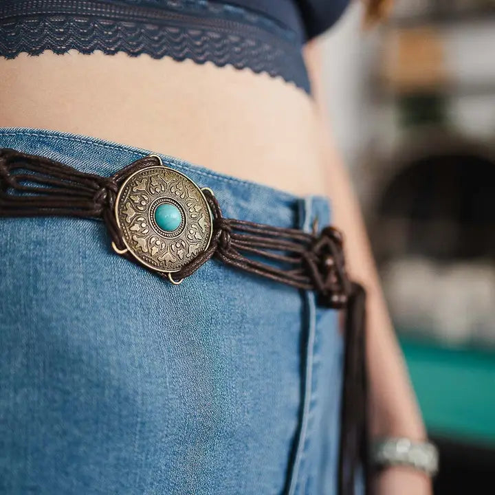 Medallion Macrame Belt - Skinny Style