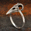 Sterling Silver Raven Skull Ring