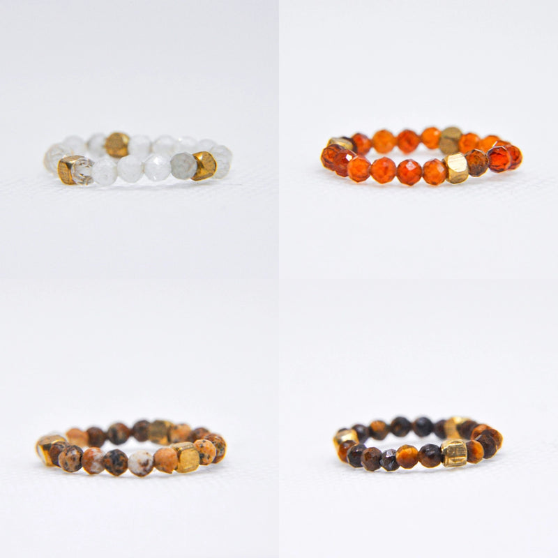 Gemstones Natural Cut/Faceted Elastic Ring