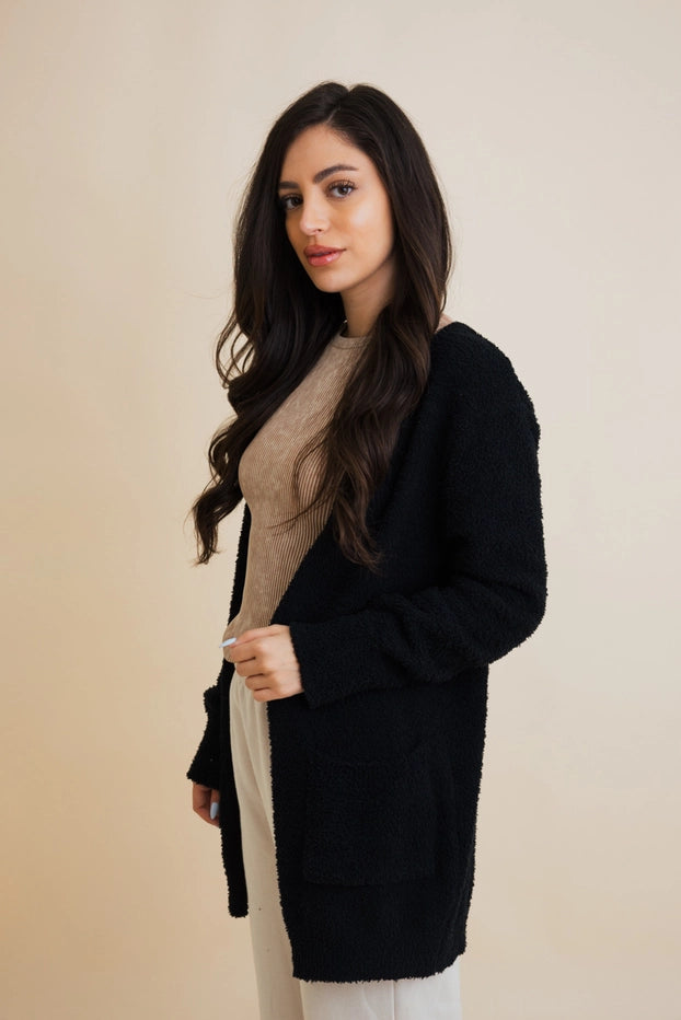 Comfy Boucle Longline Cardigan with Pockets