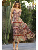 V Neck Lace Trim Maxi Dress