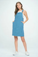 Square Neck Corduroy Dress with Pockets