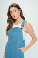 Square Neck Corduroy Dress with Pockets