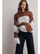 Chunky Stripe Knit Sweater - Mocha