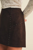 Studded Suede Mini Skirt