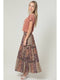 Printed Maxi Skirt with Side Slit - Espresso