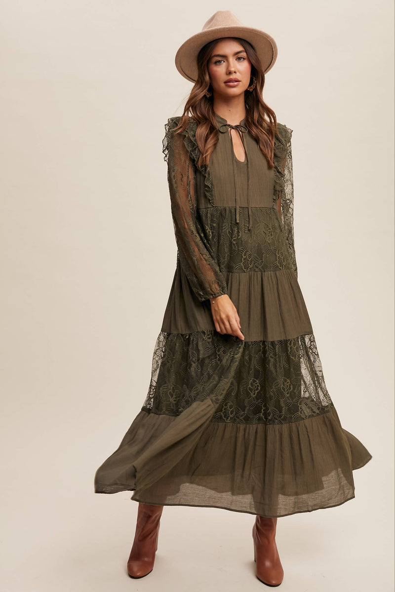 Tiered Lace Maxi Boho Dress