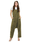 Vintage Washed Texture Jumpsuit - Green