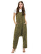 Vintage Washed Texture Jumpsuit - Green