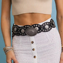 90s Style Boho Eyelet Oval Disc Belt