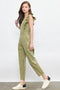Ruffled Washed Cotton Jumpsuit with Front Zipper