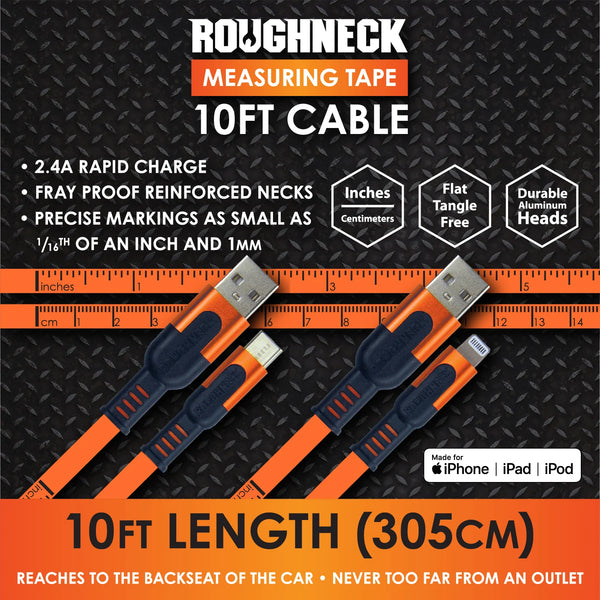 Roughneck 10FT Tape Measure Charging Cable 2.4 Amp