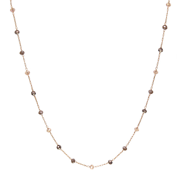 Fine Chain Choker Necklace with Stationed Crystals