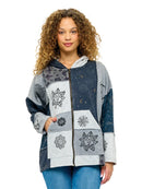 Zip-Up Hoodie Patchwork Celestial Hand Painted
