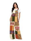 Boho Floral Embroidered Patchwork Overall