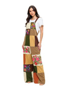 Boho Floral Embroidered Patchwork Overall