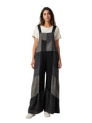 Overall Colorblock Tiered Wide Leg Textured Fabric