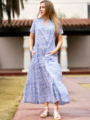 Alia Maxi Dress Blue White (Light Blue)