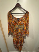 Twist Front Angel Sleeve Hanky Hem Dress