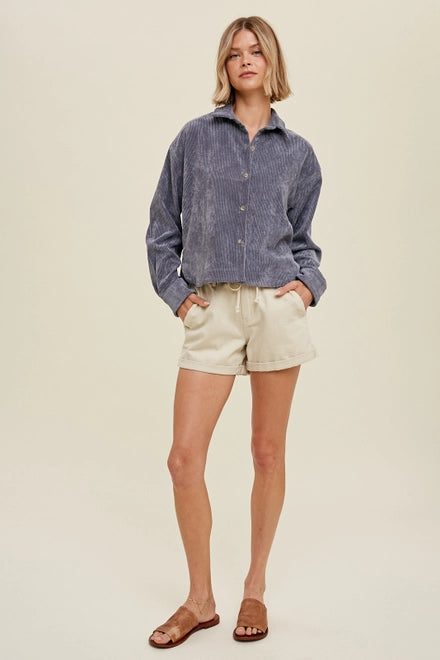 Corduroy Relaxed Crop Shacket