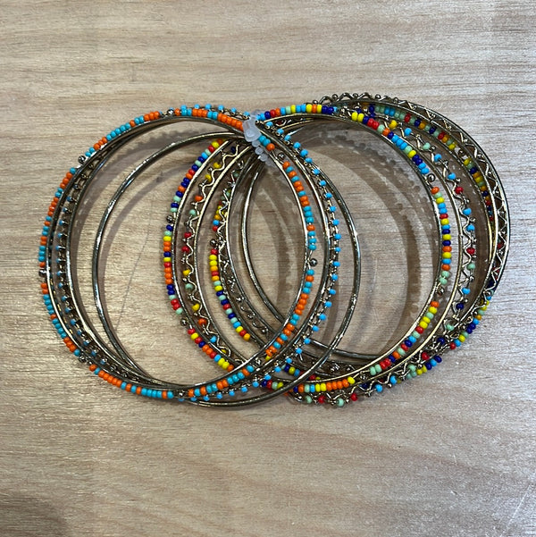 8 Piece Beaded Bangle Bracelet