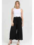 Ruffle Hem Wide Leg Drawstring Pants
