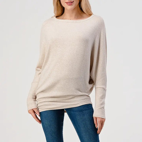 Long Dolman Sleeve Aysmmetric Top