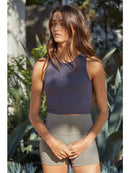 Seamless Waffle Texture Crop Tank Top